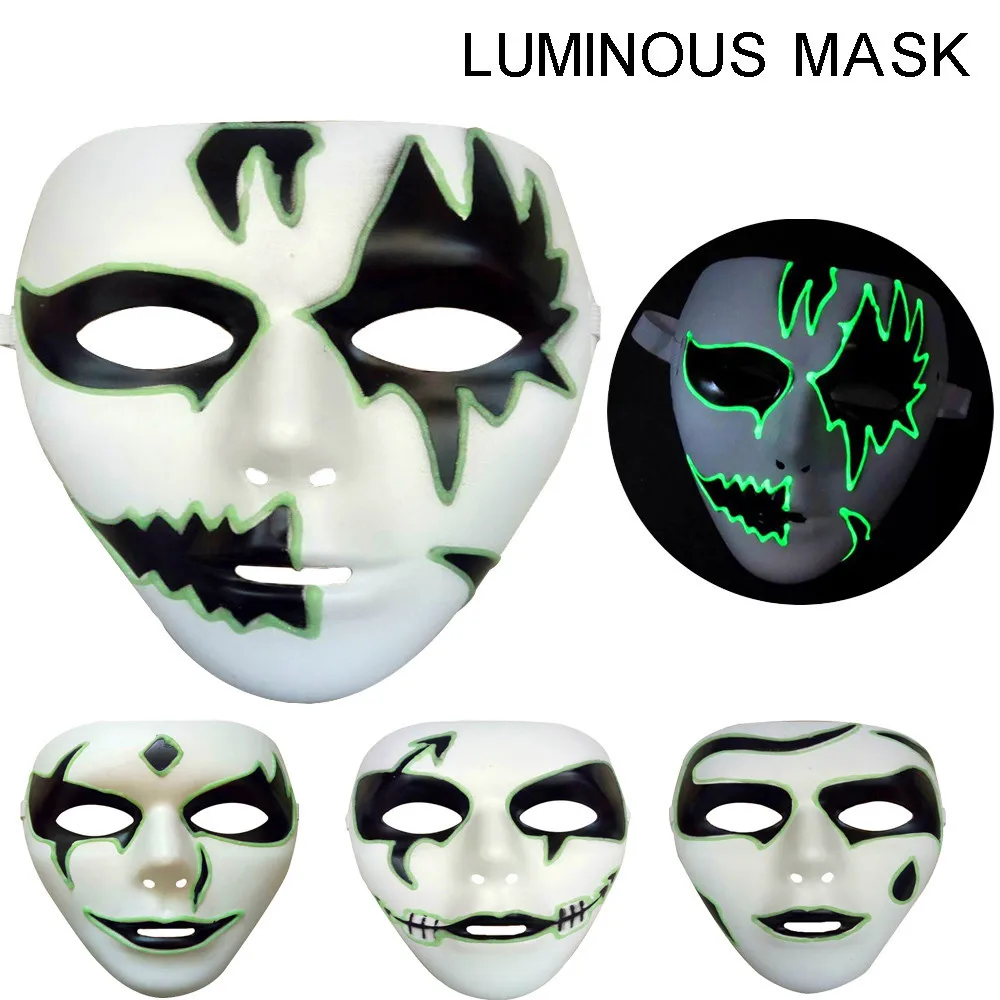 

2018 new fashion luminous Halloween party horror skull full face funny mask toy GW29