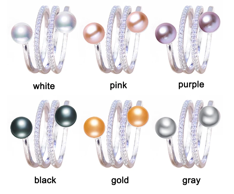 ZHBORUINI, модное кольцо с жемчугом, ювелирное изделие из серебра, многорядный натуральный пресноводный жемчуг, большие кольца, 925 пробы, серебро для женщин