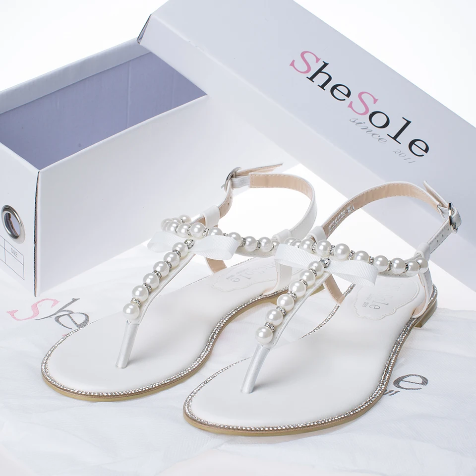 diamante flat sandals wedding