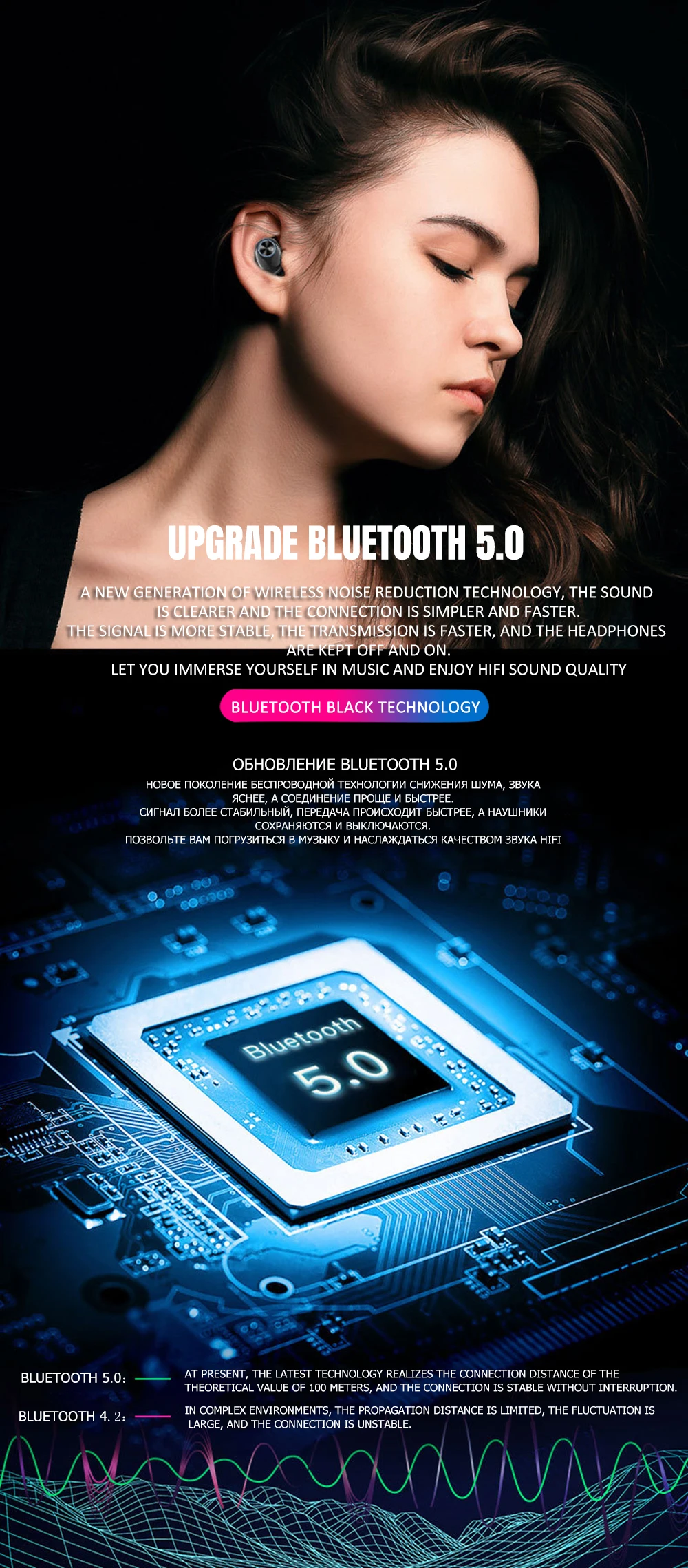 REALTEK 5.0 TWS VAORLO Verdadeira Música Estéreo