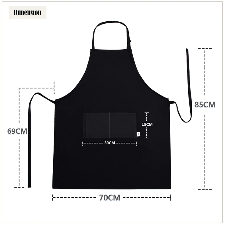 Кухонный Фартук, хлопок, фартуки для парикмахера, шеф-повара, для женщин и мужчин, с карманами и регулируемыми бретельками на шее