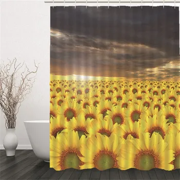 

2019 180x180cm Sunflower Print Shower Curtain Waterproof Shower Curtain Bathroom Bath Shower Curtain L704
