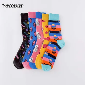 

[WPLOIKJD]Fashion Casual Antiskid Harajuku Hip Hop Cotton Men Socks Pattern Personality Guitar Happy Socks Calcetines Hombre