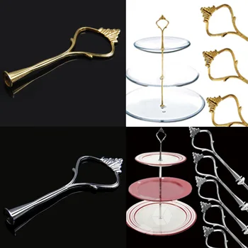 

5 Set of 3 Tier Three Layers Cake Plate Stand Holder Crown Metal Rod Fitting Hardware Rod Plate Holder Tableware Tool Holder