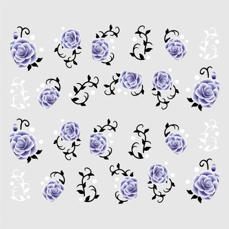 

1Sheet Fashion Rose Flower Nail Art Water Transfer Stickers Decals Tip Decoration DIY For Nails Accessories