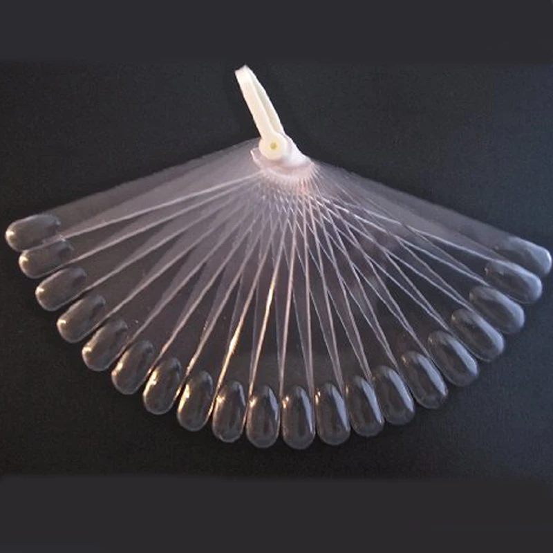 

100 Wheels/ Set 20 clear Pop Sticks Fan-Shaped Nail Art Display Clear Folding Fan Chart Polish Gel False Nail Display F0025XX