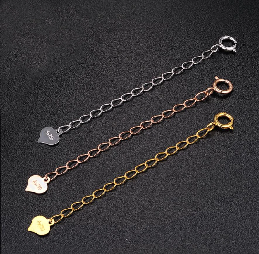 Sinya Jewelry DIY Finding 18k Au750 gold extended chains 3.5cm 5.5cm length necklace bracelet chain extender with tag Hot sale (9)