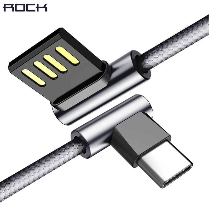 Двойной L Гибкий металлический usb type-C кабель, ROCK 2.0A Быстрый usb type C зарядный кабель для type C кабель зарядное устройство для samsung/Xiaomi