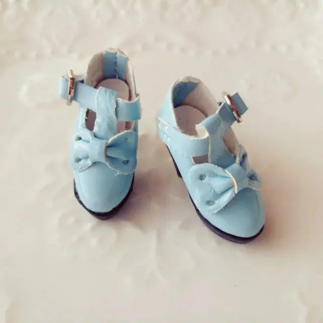 1 пара милых кукольных туфель на высоком каблуке в стиле Лолиты с бантом для Blyth Pullip Azone OB Licca Barbies Momoko, аксессуары для кукол - Цвет: Blue