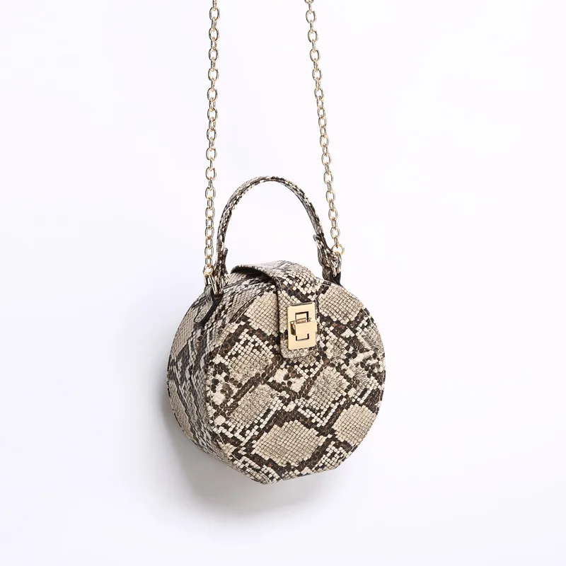 Us 24 5 50 Off Women S Handbags Snake Shoulder Crossbody Bag Female 2018 Winter New Small Round Printing Box Handbag Bolsa Feminina In