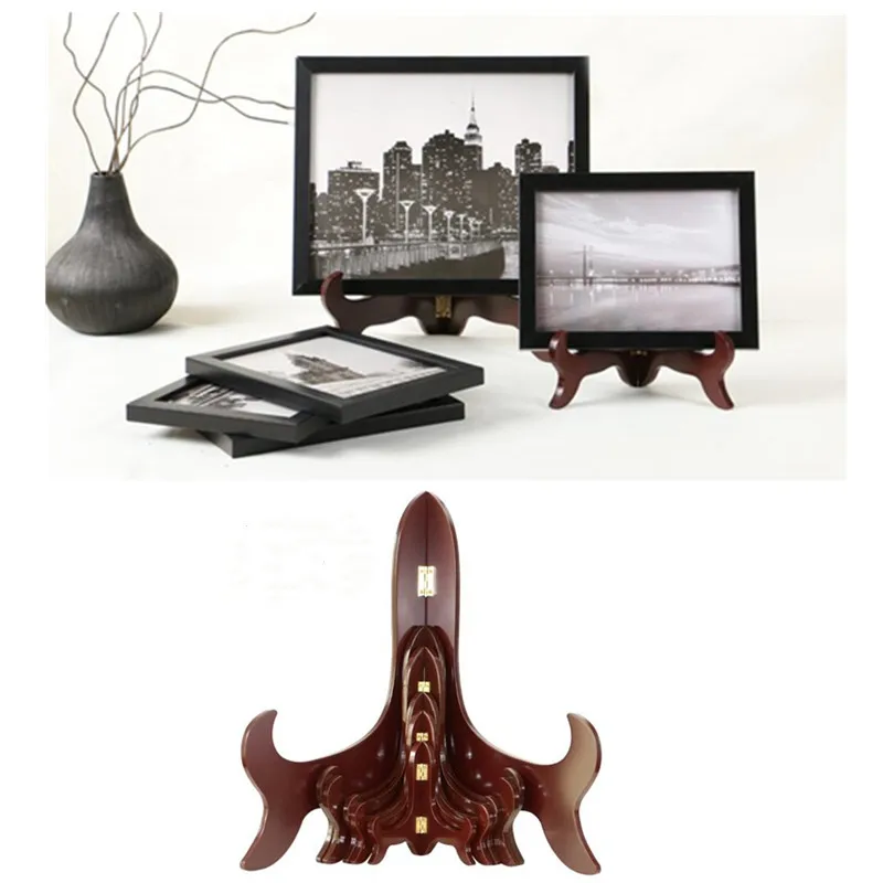 

1set Wooden Bracket 4"-10"inch Classic Display Stand Picture Frames back support Photo Holder Art organizer Storage accessories