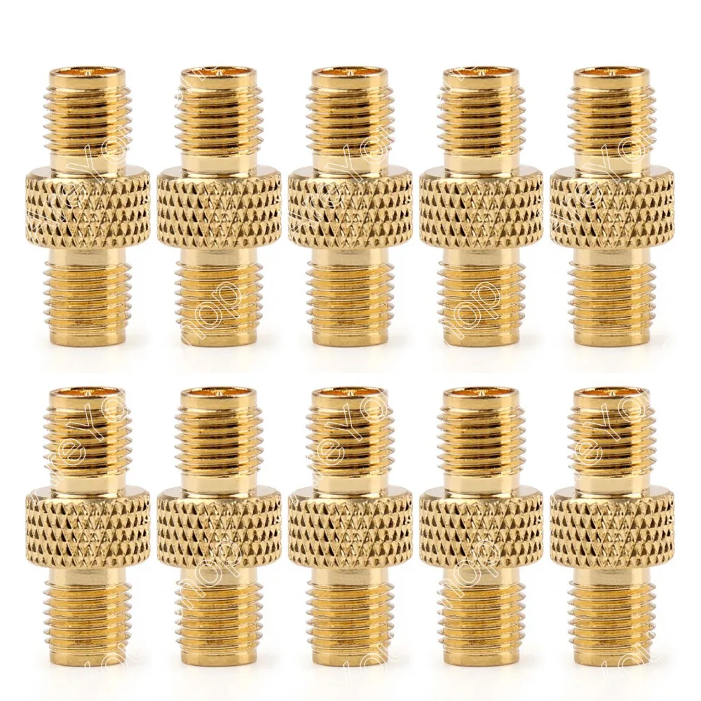 SMA Connector Adapter RP-SMA Female Plug To SMA Female Jack Connector Gold Plating F/F 10Pcs 50ohm PTFE Straight NEW wholesale sale 10pcs adapter rp sma female plug to rp sma female connector straight reticulated high quality minijack plug wire connector
