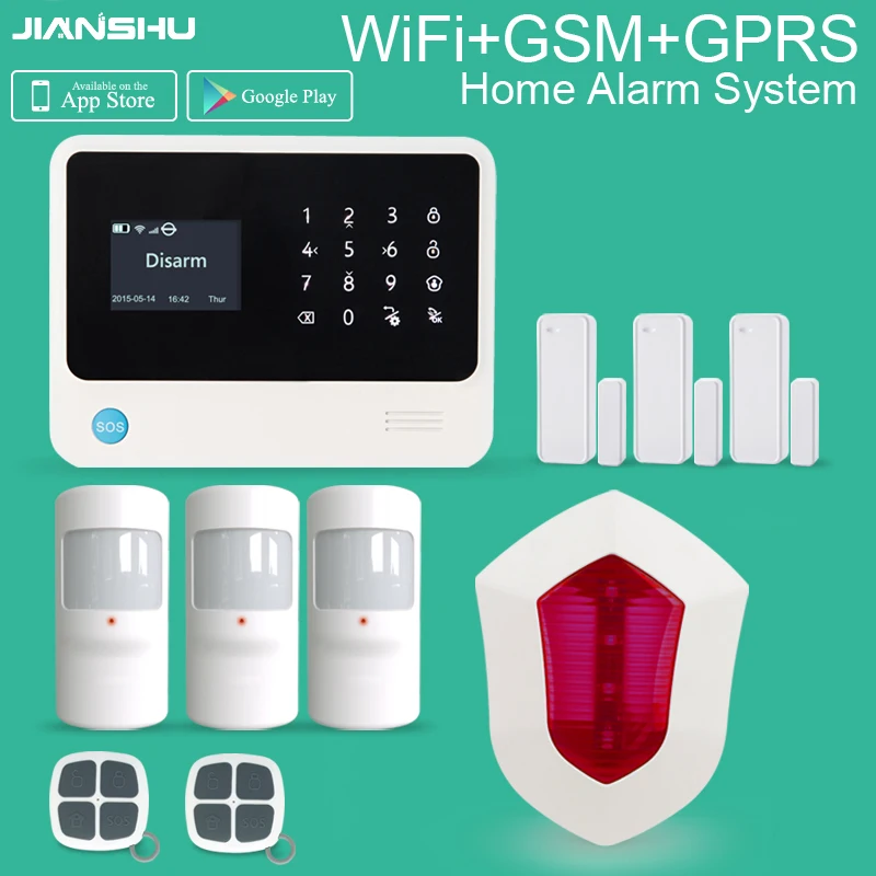 GSM Wifi alarm system with EU US UK AU Plug APP mobile control PIR