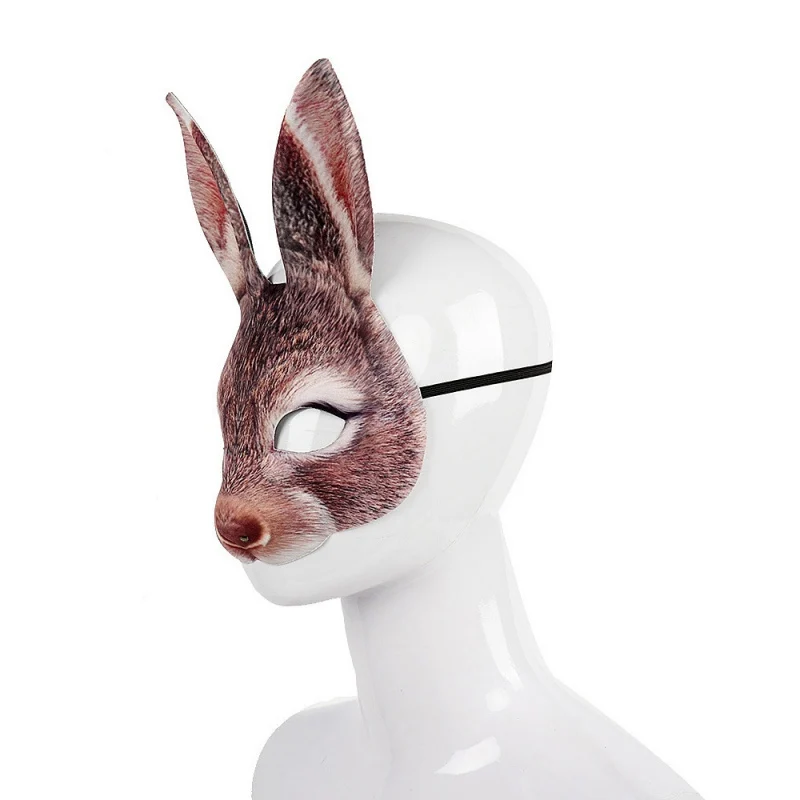 Маска для взрослых на все лицо в форме кролика на Хэллоуин, косплей маски для вечеринки, черные, белые, коричневые маски в форме животных, Вечерние Маски на Хэллоуин