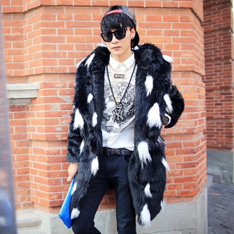 

Faux Fur Jacket Coat Winter Men Fashion Casual Warm Slim Long Sleeves Artificial Mink Winter Jackets Streetwear Clothes