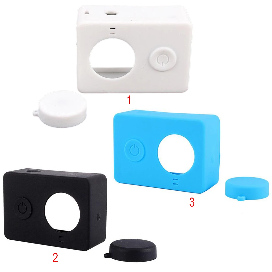 

centechia Colorful Camera Case Silicone Rubber Skin Housing With Protective Lens Cover Cap For Xiaomi Yi Accessories