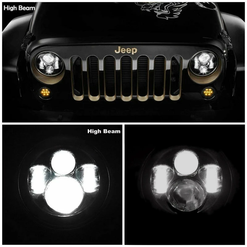 " черный/хром H4 светодиодный круглый налобный фонарь для Jeep Wrangler Land Rover Defender для Lada 4x4 Urban Niva Suzuki Samurai