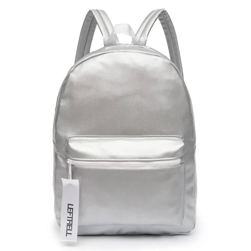 Women Silver Backpack Holographic Leather Bag Brand Korean