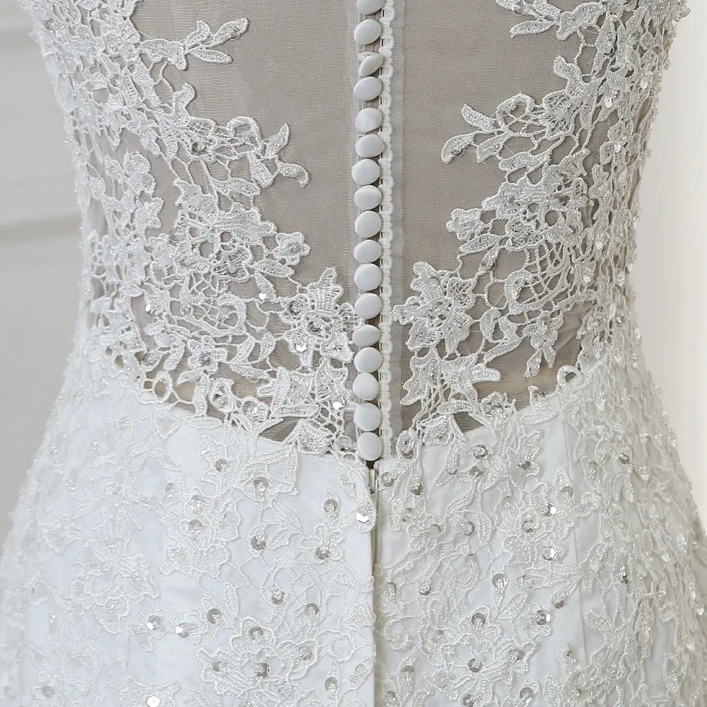 Элегантные Свадебные платья Русалка Тюль robe de mariee очаровательный Тюль круглый вырез Русалка свадебное платье с кружевной аппликацией