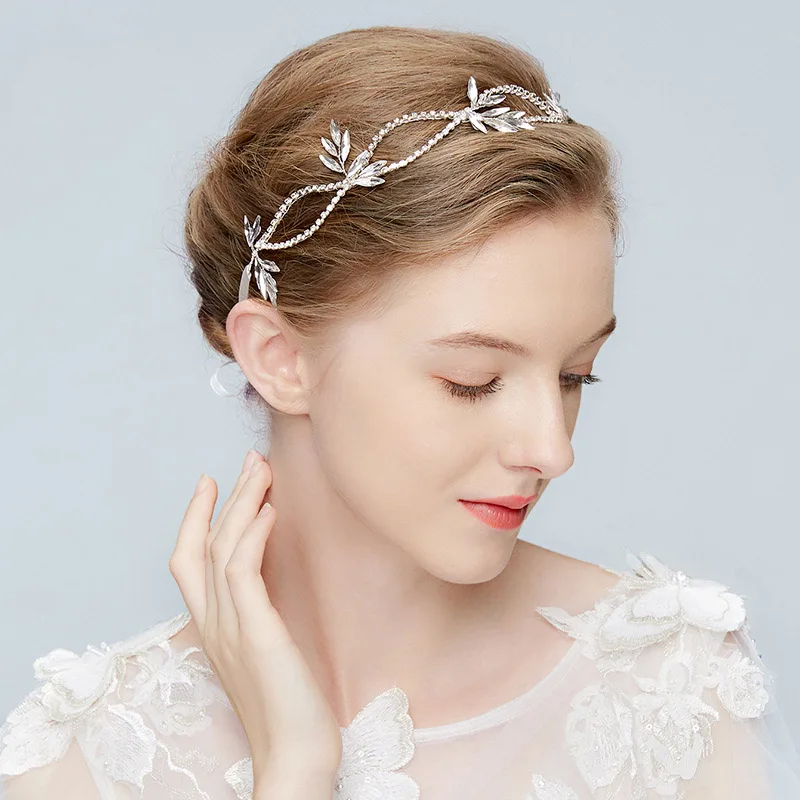 

Crystal Leaf Headbands for Women Rhinestone Headpiece Wedding Bridal Headwear Vintage Hair Accessories Girls Hair Ornaments ML15
