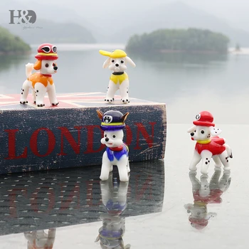 

H&D 4pcs/Set Modern Dog Figurine Gift Glass Animal Mini Statuettes Home Decor Handblown Multicolor Home Decoration Accessories
