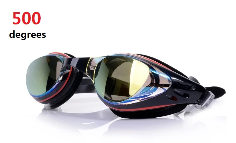 

Unisex 500 degrees Swim Goggles Coated,Scratch Resistant Anti-Fog UV Protection Nearsighted Allergy-Free Incl Ear Plugs