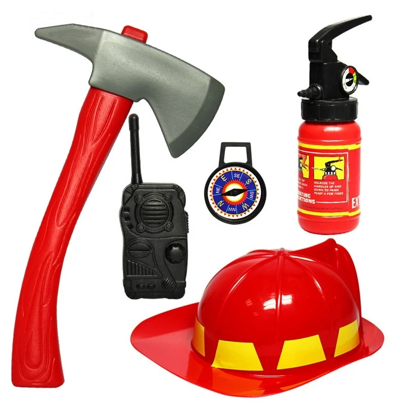 Boys Pretend Play Toys Fireman Toy Fireman Cosplay GamesHat Axe Crowbar