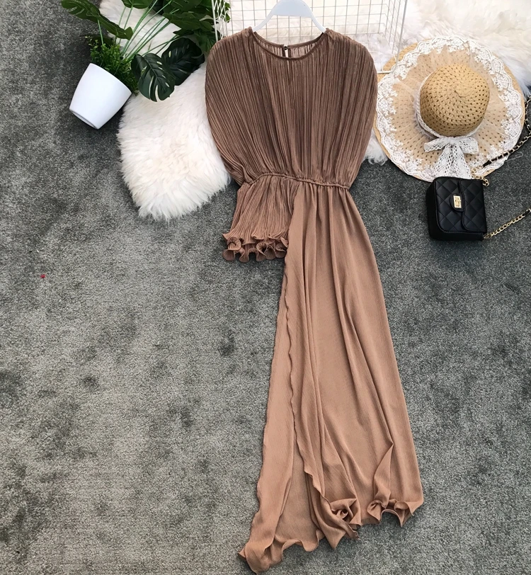 

Irregular Pleated chiffon Shirt feminine blouse Women summer tops female