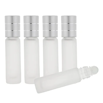 

5pcs Thick 8ml Roll on Acrylic Bottle for Essential Oil Empty Aromatherapy Perfume Bottle - Refillable with Glass Roller Ball