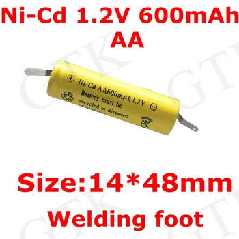 

GTK 4pcs AA 1.2v 600mah nicd rechargeable battery AA NI-CD Flat end with welding foot Razor Remote Control Camera