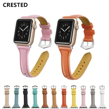 CRESTED Leather strap For Apple Watch band 42mm 38mm iwatch series 4 3 21 correa bracelet Wrist belt Watchband for apple watch 4