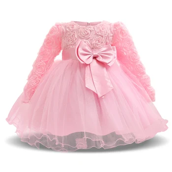 

Spring Autumn 0-2 Yrs Baby Clothes Rose Flower Tulle Cute Pink Princess Newborn Baby tutu Dress Infant Dresses vestido infantil