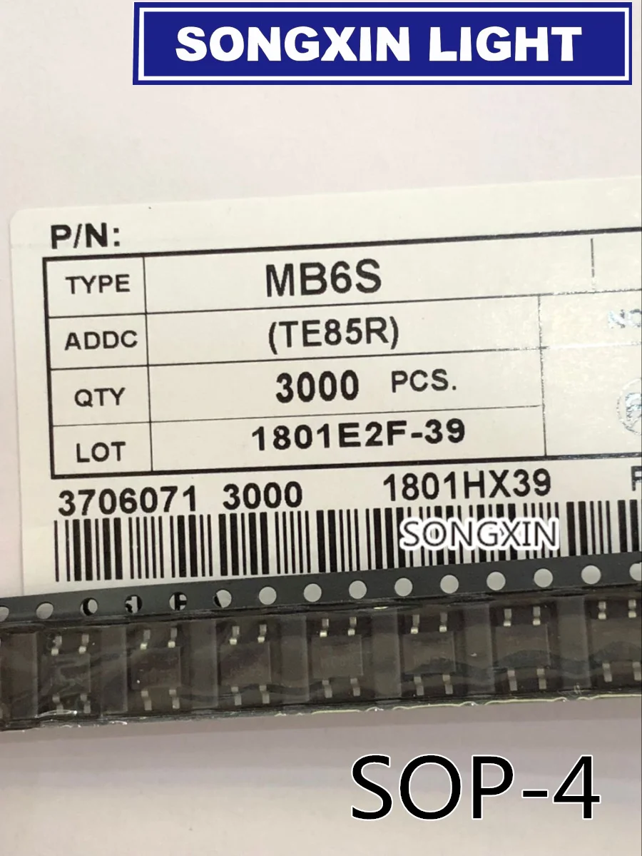 10x RND 600V 0,5A SOP4 MB6S SMD Brückengleichrichter Gleichrichter 500mA Diode