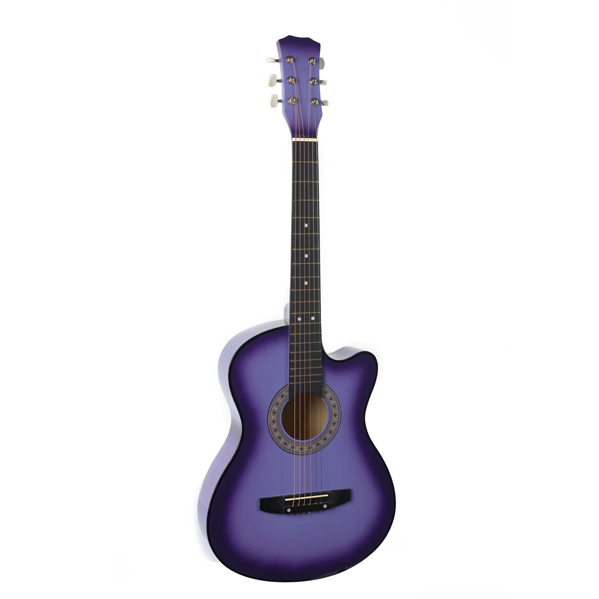 38 дюймов деревянная акустическая гитара для начинающих с гитарным ремешком, стальные струны, музыкальные инструменты, 6 цветов - Цвет: Фиолетовый