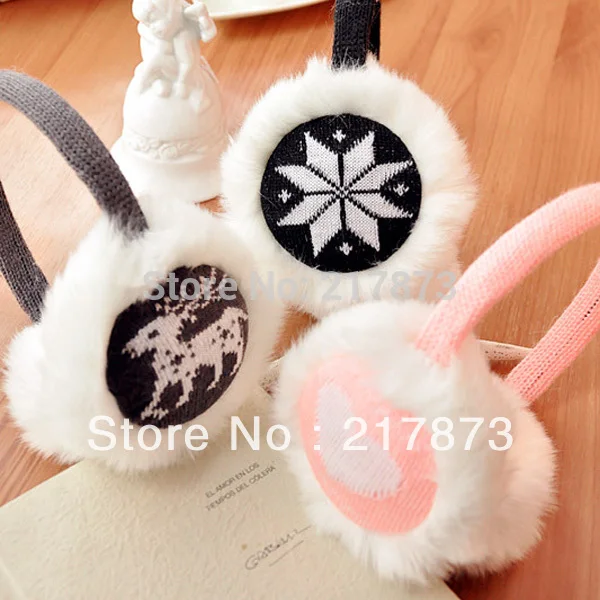 Headset 2014 new winter Fashion Love Snowflake Fawn Plush Music headphones wire Ears warm Earmuffs Phone 100g | Электроника