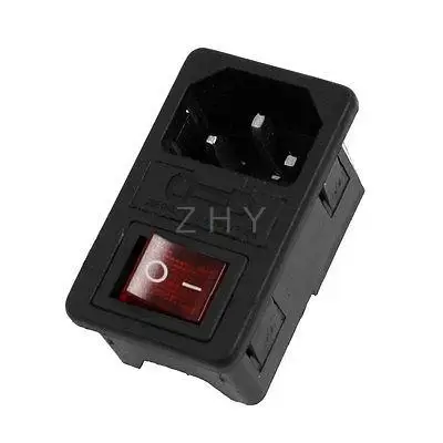 AC 250V 10A 4 клеммы Красный кулисный переключатель C14 на входе вилка электропитания |