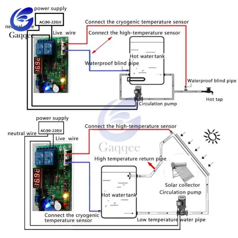 DC 5-24V 12V 2-CH Высокоточный светодиодный цифровой дисплей интеллектуальный регулятор температуры Термостат Термометр с 2 зондом