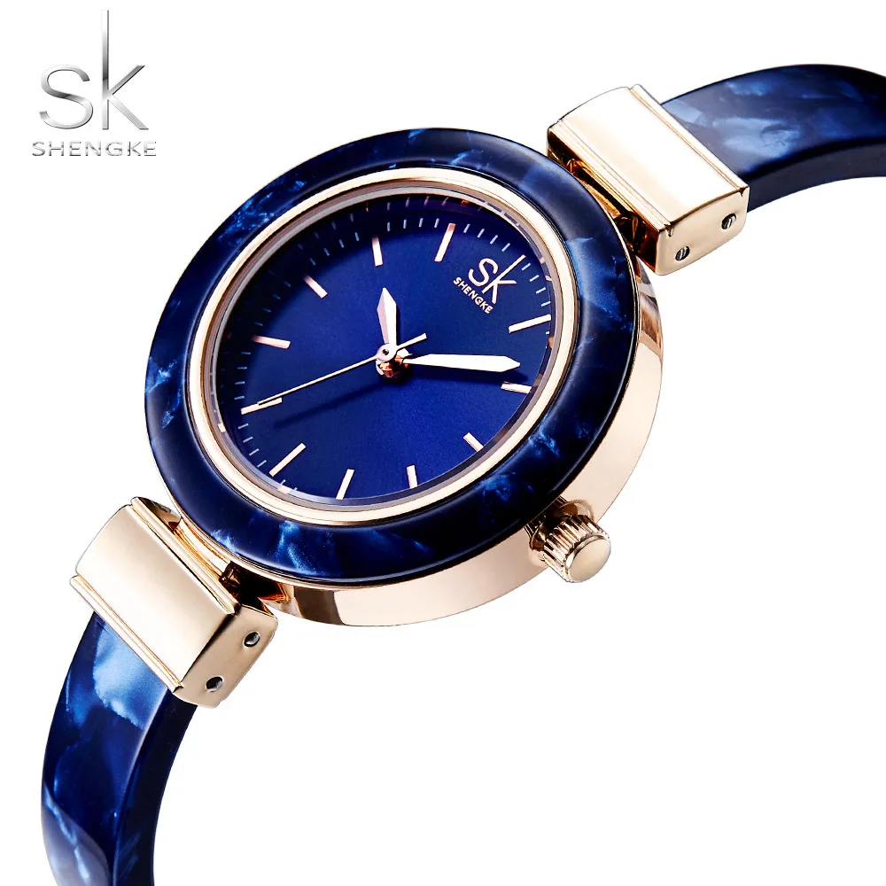 

Shengke Brand Women Watches Bangles Fashion Wristwatch Charming Chain Style Watch Women Creative Unique Women Dress Watch