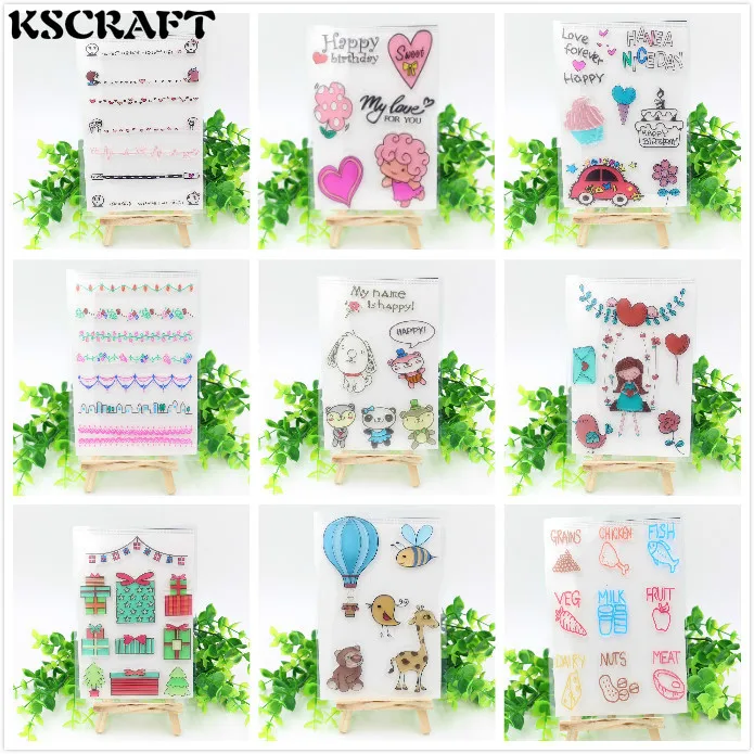 

KSCRAFT Cute Designs Transparent Clear Silicone Stamp for DIY scrapbooking Planner/photo album Decorative craft