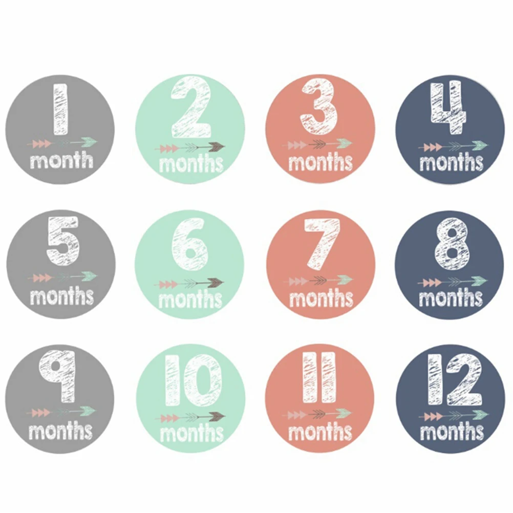 12pcs/set Month 1-12 Milestone Stickers Great Shower Gift Or DIY Scrapbook Photo Toys Baby Monthly Photograph | Игрушки и хобби