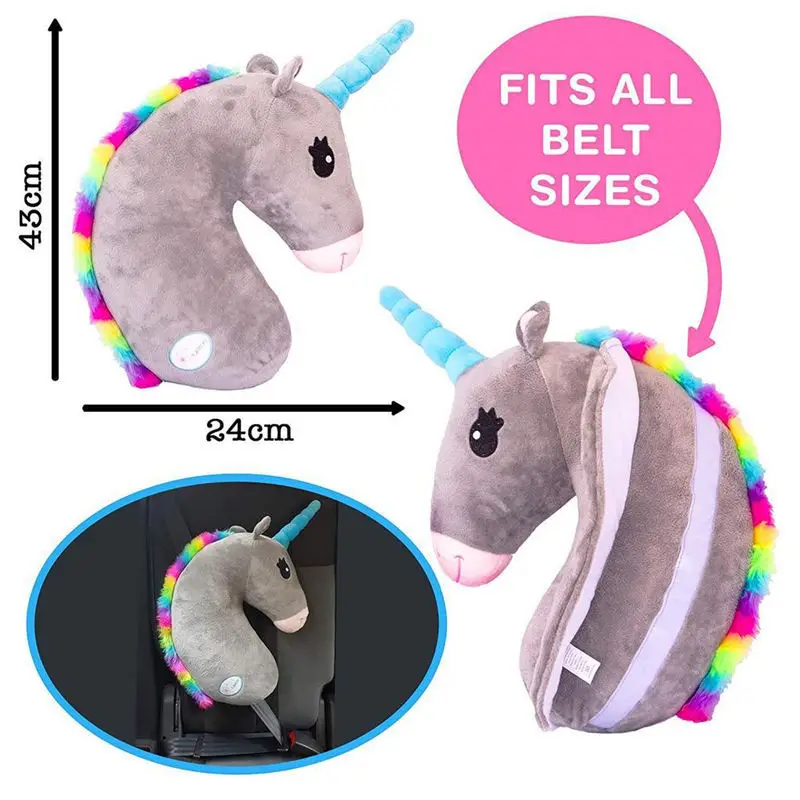 Seat Belt Pillow for Kids,Unicorn Stuffed Animal Travel Pillow,Seatbelt Shoulder Cushion Pad,Safety Belt Protector Cover,Plush Soft Auto Seat Strap Headrest Neck Support Pillow for Children Baby/