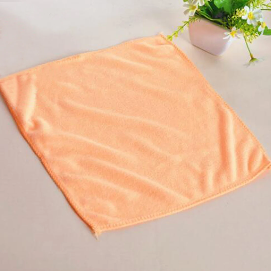 Promo 10 unids/set 25x25 cm pequeño cuadrado de lujo de fibra de algodón suave cara de mano del coche paño toalla casa limpieza herramientas Color al azar