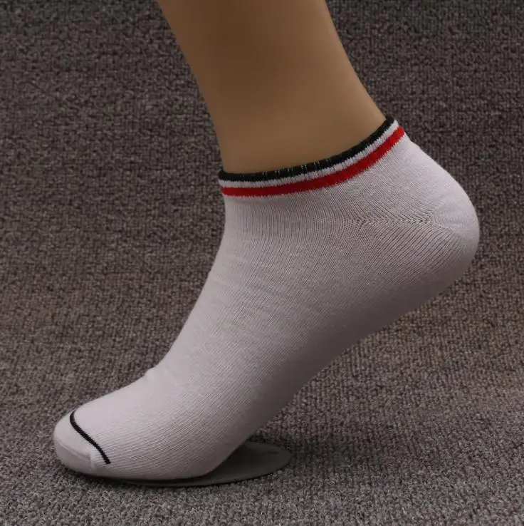 white red 5 пар, европейские размеры 43-46, большие размеры, мужские носки, 5 пар, Chaussette Homme, хлопковые черные белые носки, дышащие летние тонкие носки для мужчин - Цвет: white red
