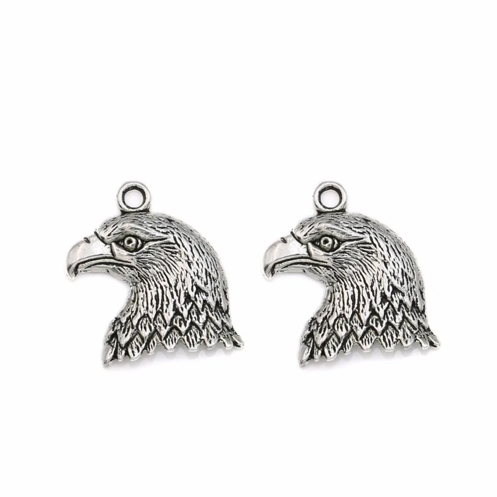 Antique Silver Plated Eagle Birds Charms Pendants For Jewelry Making Bracelet Accessories Diy