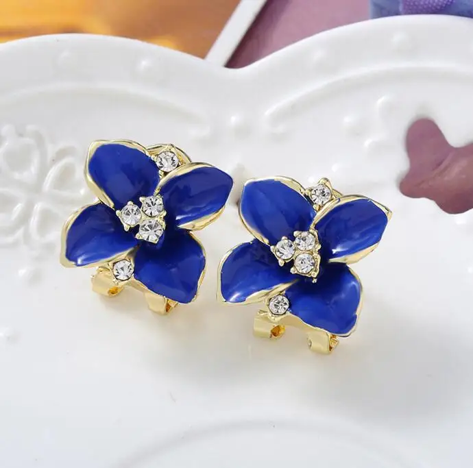 Ea102 Wedding Party Gift New Fashion Crystal Flower Camellia Alloy 