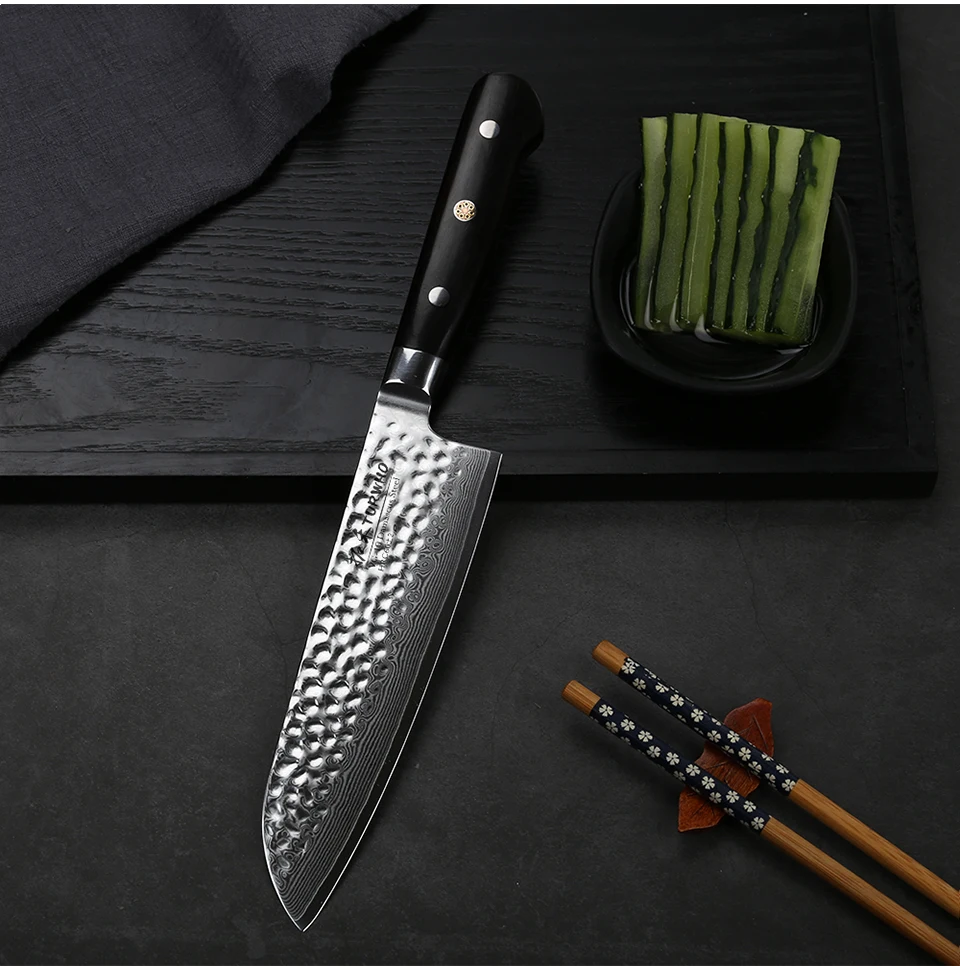 Нож TURWHO " Santoku 67 слоев VG10 дамасский нож из нержавеющей стали японский нож шеф-повара кухонные ножи лучшее качество ручка из черного дерева