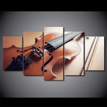 

Pictures Canvas Modern HD Printed Living Room 5 Panel Violin Instrument Painting Wall Art Modular Poster Home Decoration Frame