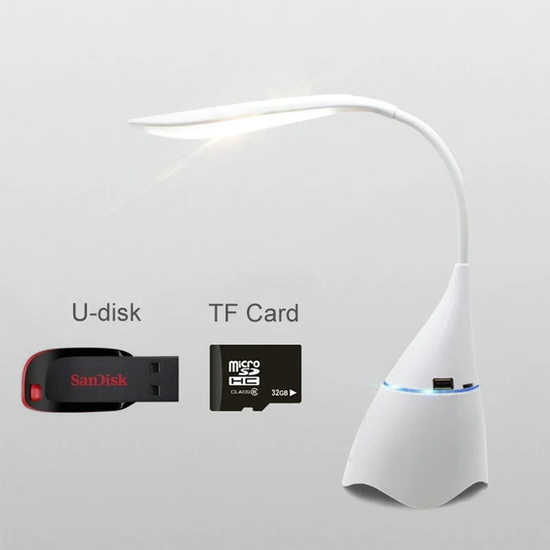 Беспроводная настольная лампа USB перезаряжаемая bluetooth колонка для чтения защиты
