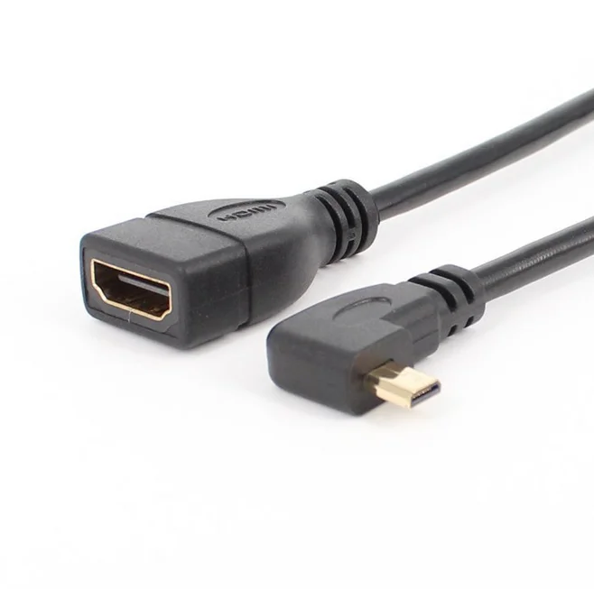 Золотой саженый HDMI Женский до 90 градусов левый угловой микро Мужской адаптер