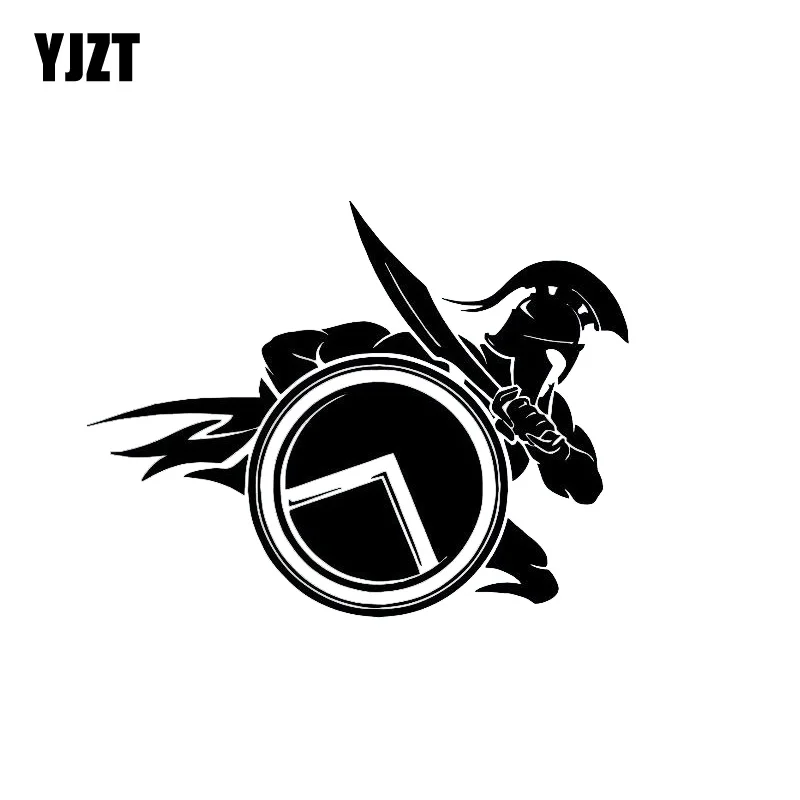 YJZT 13.5*10.4CM Roman Dash Fighting Serious Soldier Warrior Covering The Body Car Sticker Decal Black/Silver Vinyl C20-1800